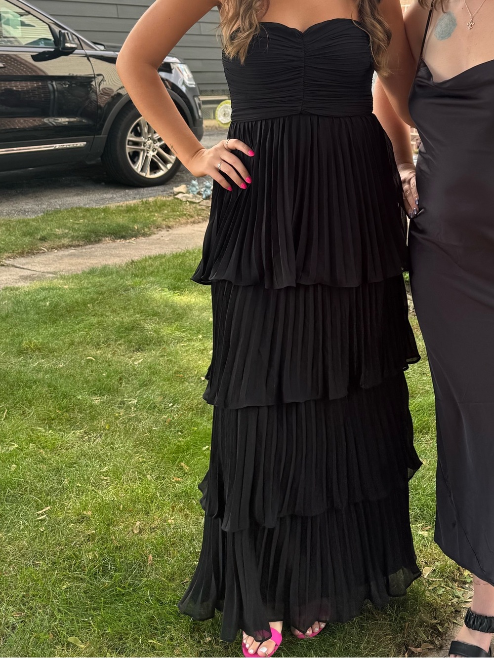 Lulus Women’s Black Tiered Strapless Evening Dress